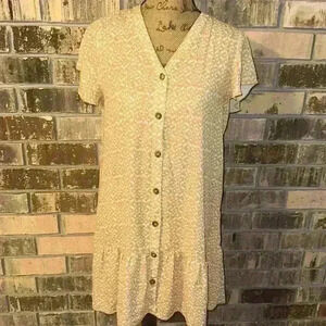 Yellow patterned lightweight mini dress